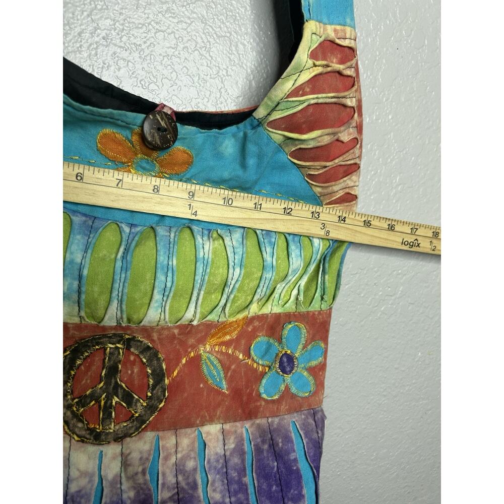 Multi Colored Boho Purse Crossbody Cotton Messenger Hippie Hobo Bag - Picture 5 of 8